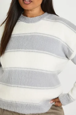 synthétiquell Rayé Chiné Oversize Grande Taille