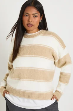 boohoo synthétiquell Rayé Chiné Oversize Grande Taille<Femme Pulls Oversize|Pulls Et Gilets