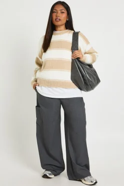 boohoo synthétiquell Rayé Chiné Oversize Grande Taille<Femme Pulls Oversize|Pulls Et Gilets