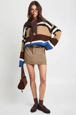 boohoo Synthétiquell Rayé Tricoté à Manches Larges<Femme Pulls Et Gilets|Toutes Les Mailles