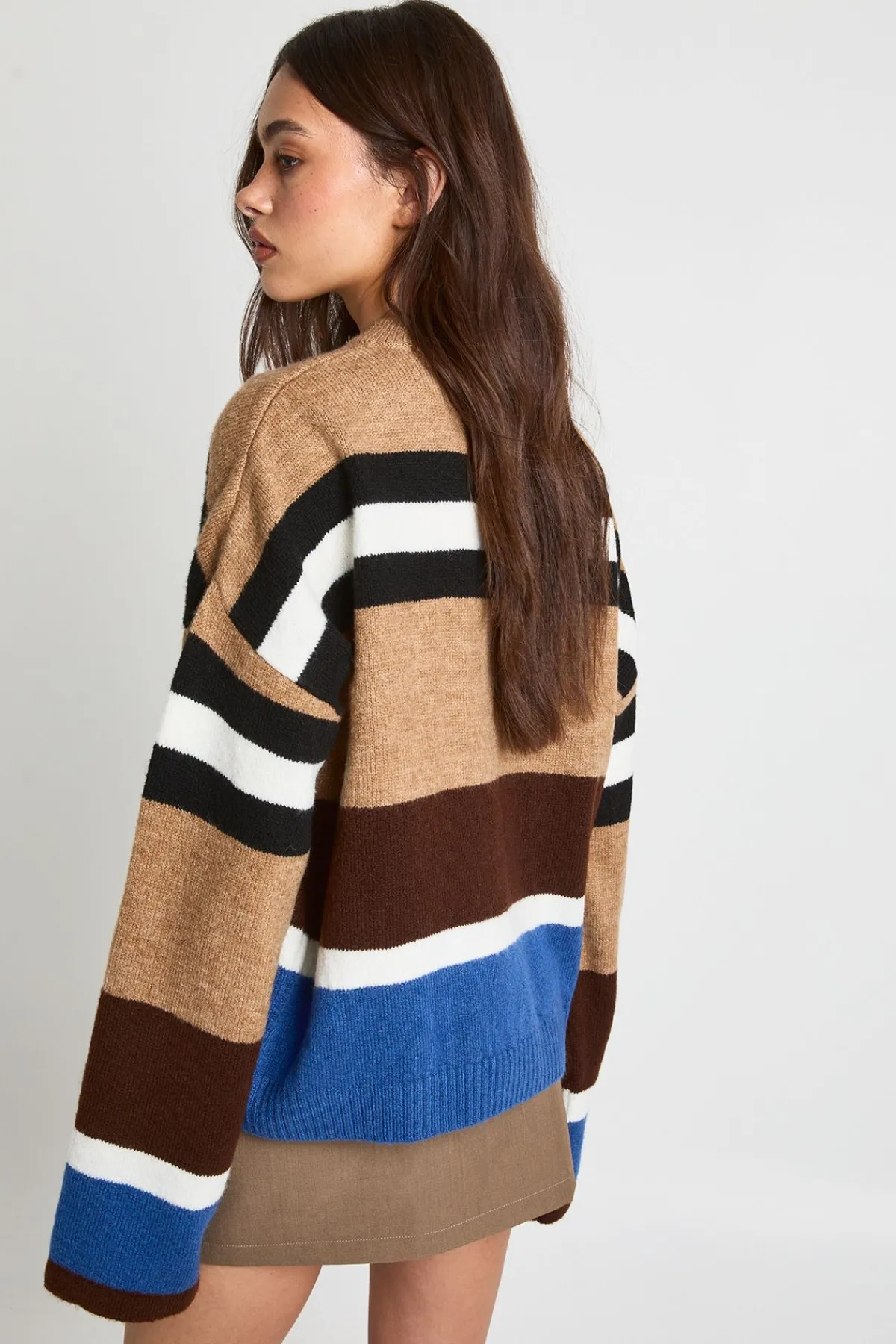 boohoo Synthétiquell Rayé Tricoté à Manches Larges<Femme Pulls Et Gilets|Toutes Les Mailles