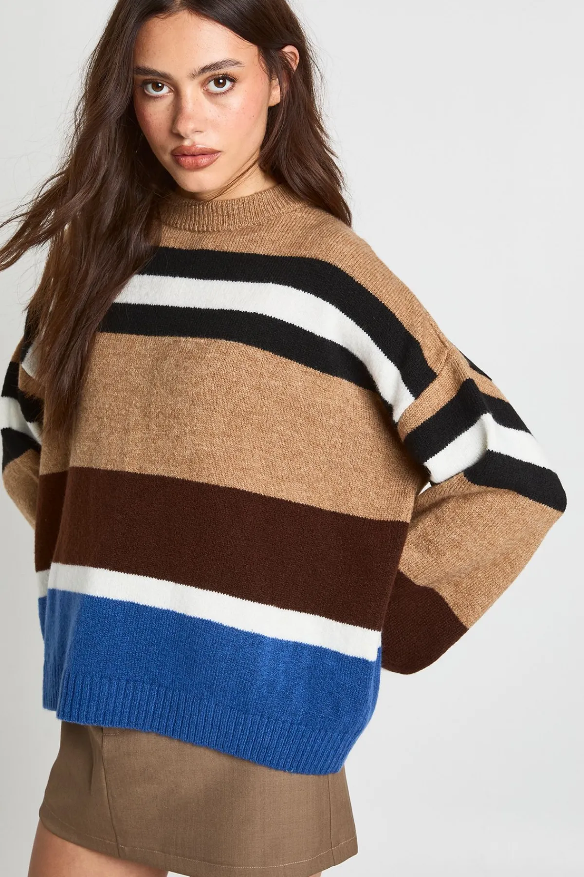 boohoo Synthétiquell Rayé Tricoté à Manches Larges<Femme Pulls Et Gilets|Toutes Les Mailles