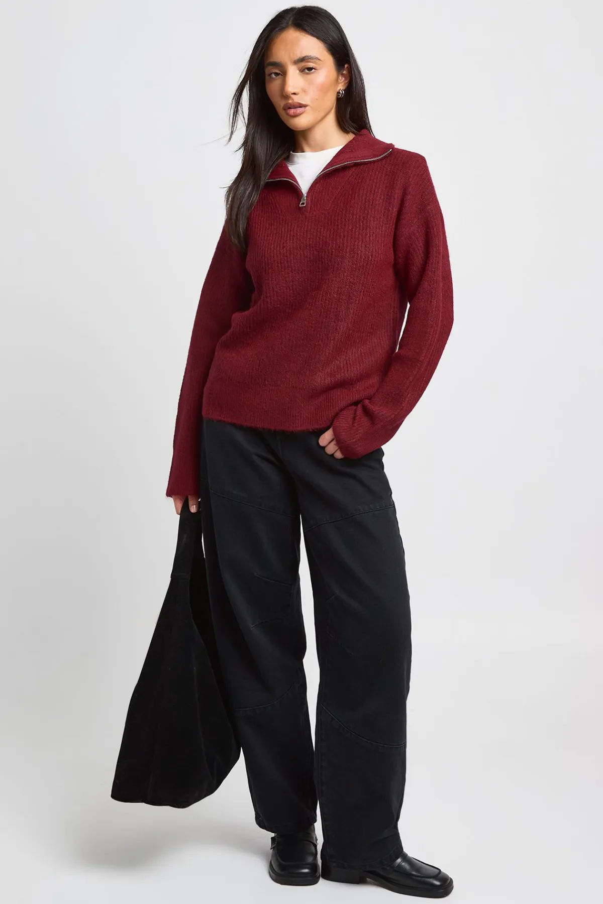 boohoo Synthétiquell Surdimensionné En Maille Épaisse Avec Col Zippé<Femme Pulls Et Gilets|Toutes Les Mailles