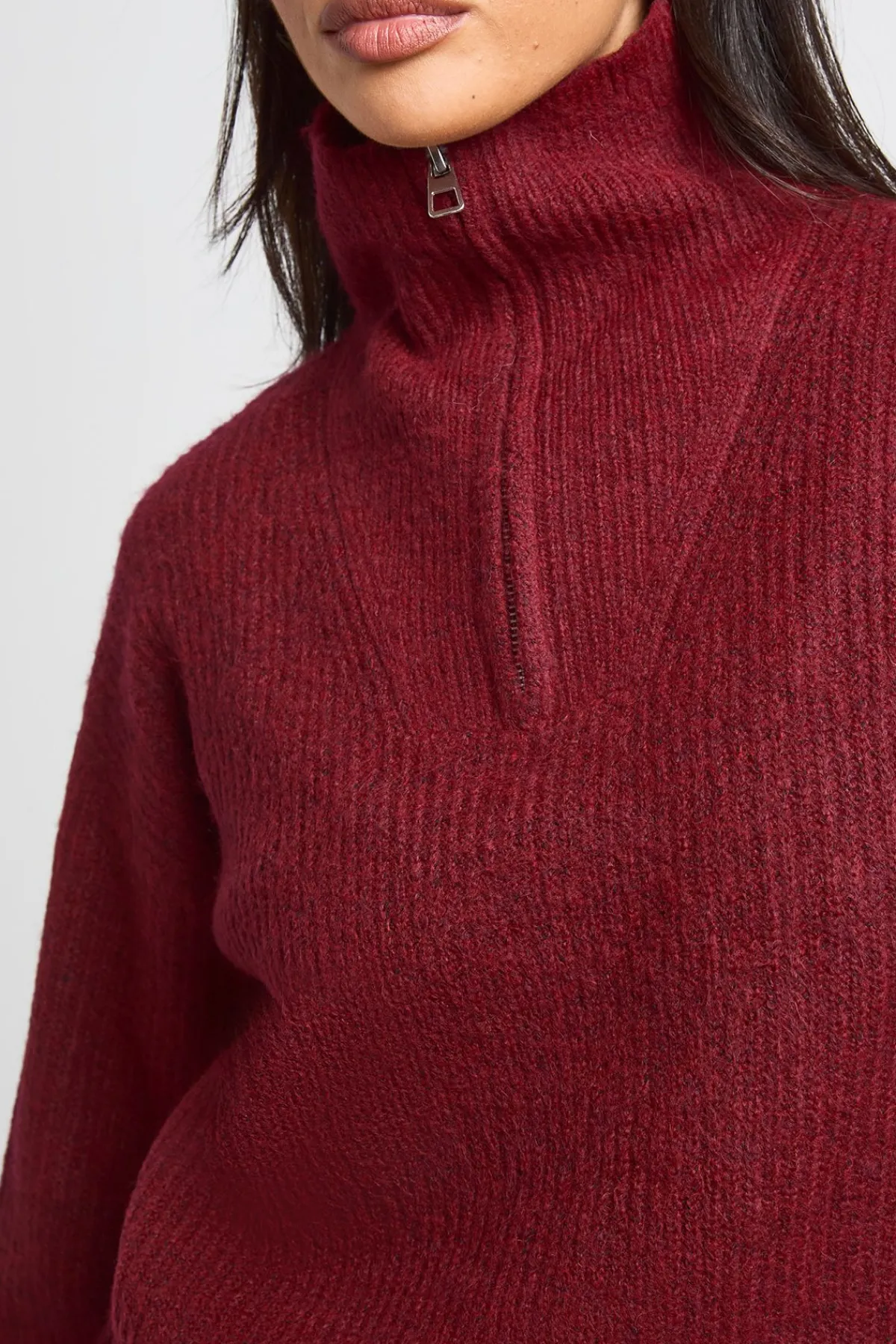 boohoo Synthétiquell Surdimensionné En Maille Épaisse Avec Col Zippé<Femme Pulls Et Gilets|Toutes Les Mailles