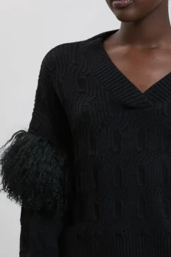 Synthétiquell À Torsades En Mélange De Viscose Avec Détails En Peau Lainée
