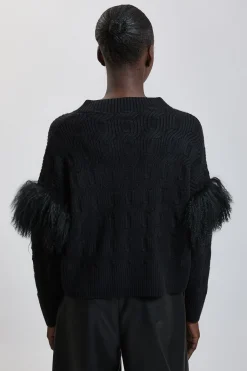 Synthétiquell À Torsades En Mélange De Viscose Avec Détails En Peau Lainée