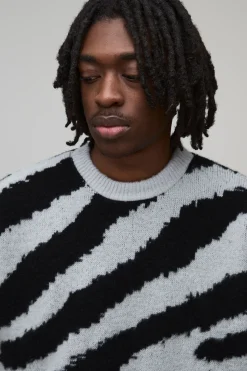 boohooMAN synthétiquell Tricoté Animal Brossé Ample Oversize<Homme Tout Afficher|Maille