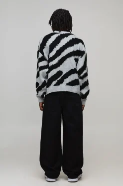 boohooMAN synthétiquell Tricoté Animal Brossé Ample Oversize<Homme Tout Afficher|Maille
