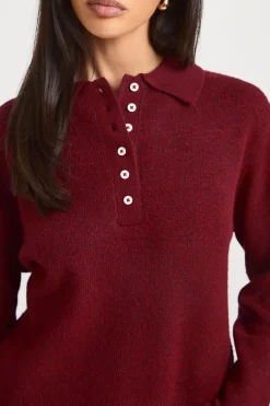 Synthétiquell Tricoté À Col Polo Avec Boutons