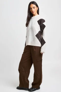 Synthétiquell Tricoté Col V Motif Argyle