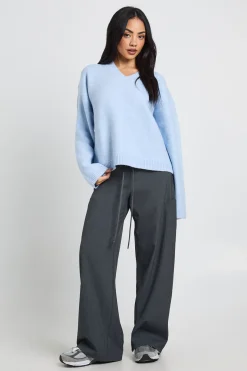 synthétiquell Tricoté Col V Oversize