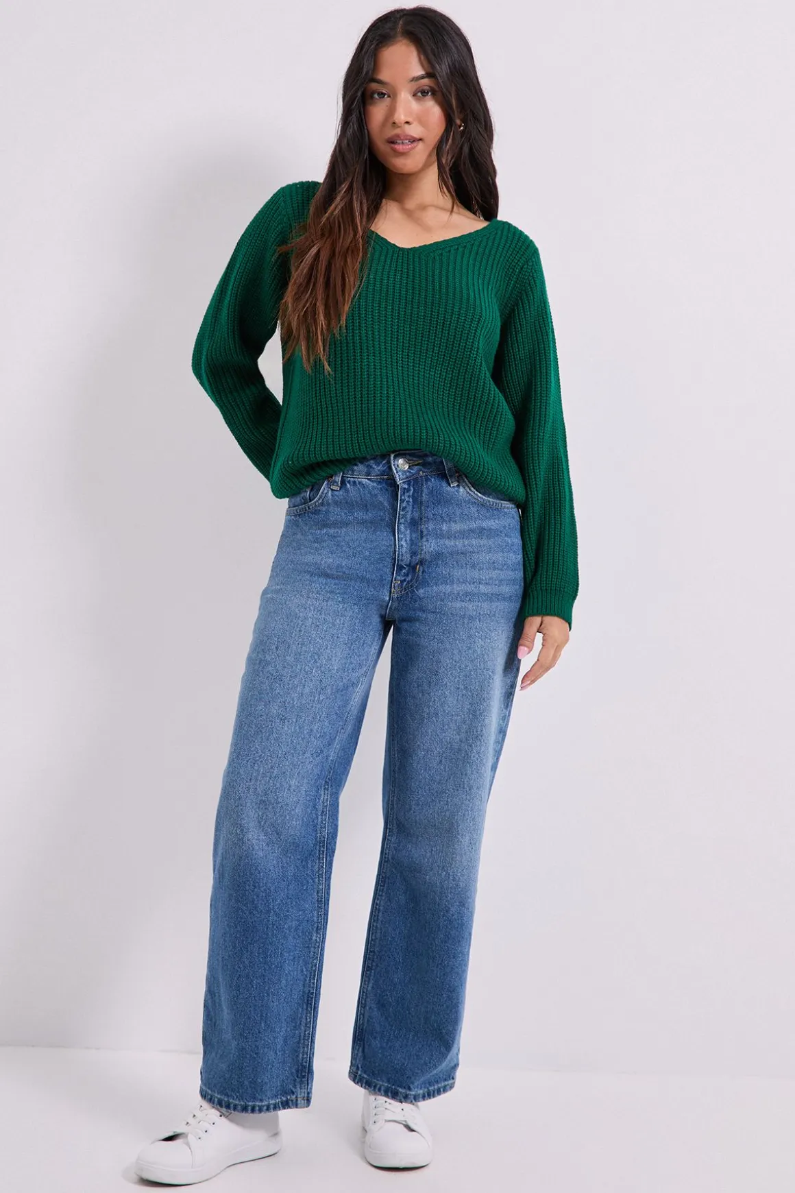 synthétiquell Tricoté Col V Petite Taille