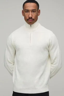 boohooMAN Synthétiquell Tricoté Coupe Regular À Fermeture Éclair 1/4<Homme Maille|Mailles