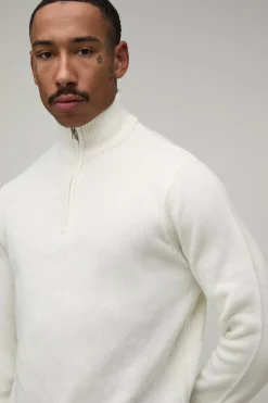 boohooMAN Synthétiquell Tricoté Coupe Regular À Fermeture Éclair 1/4<Homme Maille|Mailles