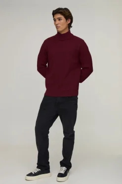 boohooMAN Synthétiquell Tricoté Côtelé À Col Roulé Coupe Régulière<Homme Tout Afficher|Maille