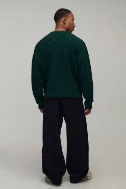 Synthétiquell Tricoté À Damier Décontracté Coupe Ample Circa 98