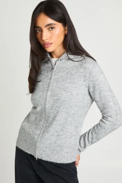 boohoo Synthétiquell Tricoté Doux Zippé<Femme Pulls Et Gilets|Toutes Les Mailles