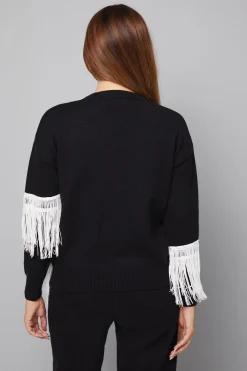 synthétiquell Tricoté à Franges Contrastées