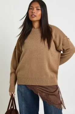 boohoo synthétiquell Tricoté Grande Taille à Coutures Apparentes<Femme Pulls Et Gilets|Toutes Les Mailles