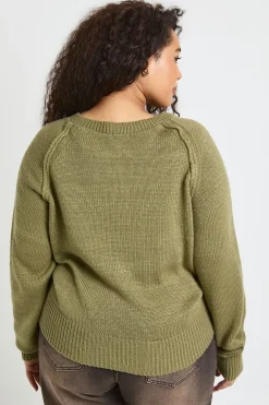 synthétiquell Tricoté Henley Grande Taille à Coutures Apparentes