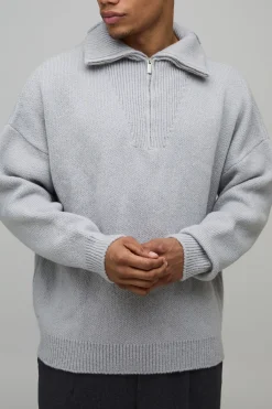 boohooMAN synthétiquell Tricoté Homme Coupe Ample Col Cheminée Décontracté<Homme Maille|Mailles