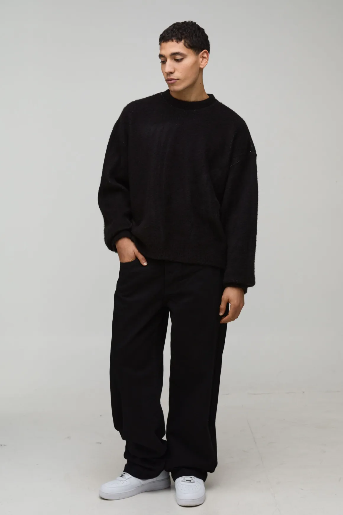 synthétiquell Tricoté Jacquard Brossé Ample et Boxy
