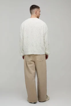 Synthétiquell Tricoté Jacquard Chiné Coupe Ample Décontractée