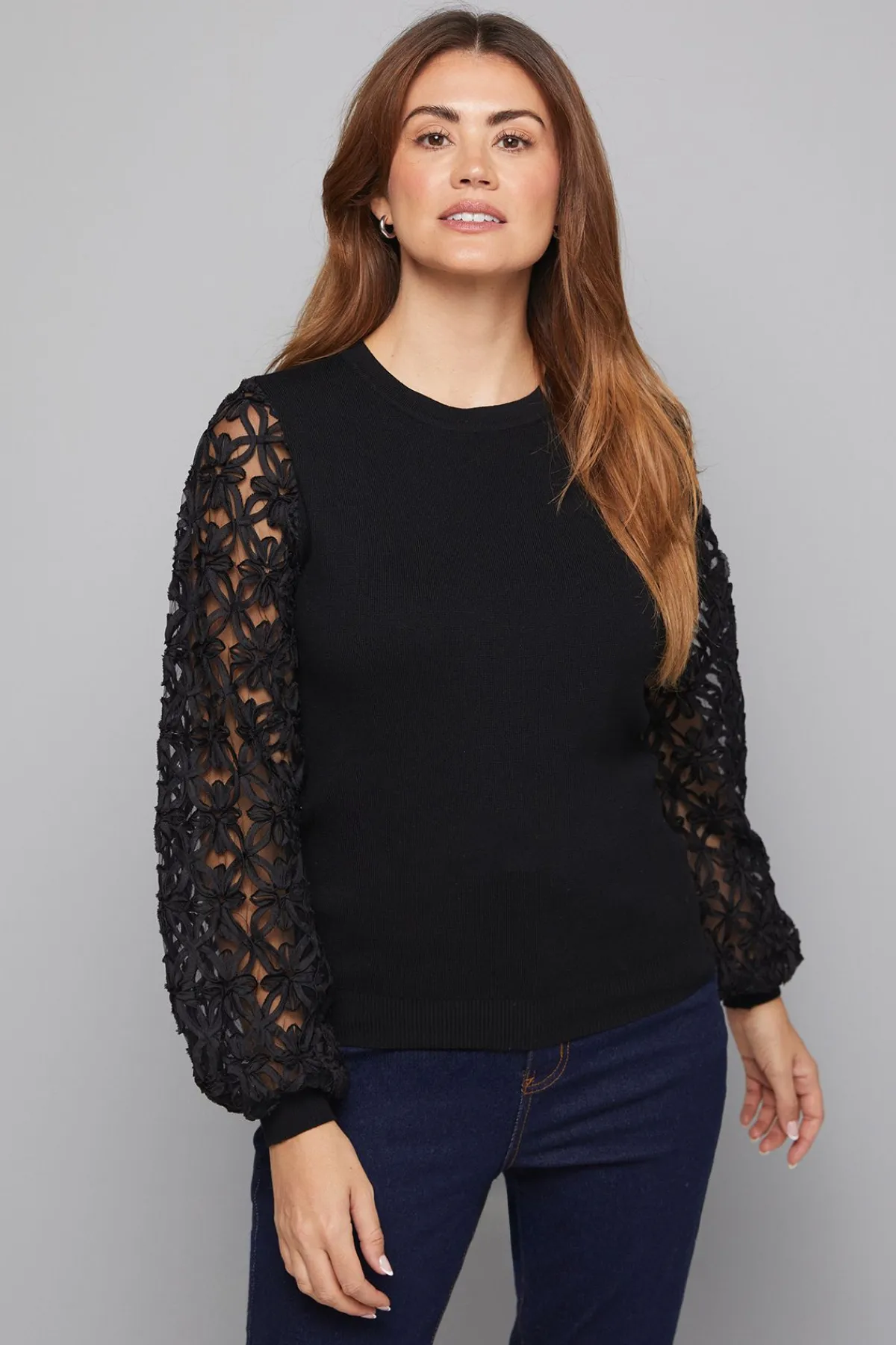 Wallis synthétiquell Tricoté à Manches en Dentelle<Femme Pulls Et Gilets|Toutes Les Mailles