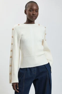 Synthétiquell Tricoté À Manches Boutonnées Style Militaire