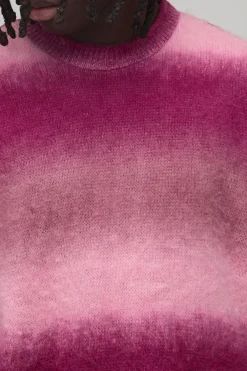 Synthétiquell Tricoté Ombré à Col Étendu et Coupe Ample Décontractée