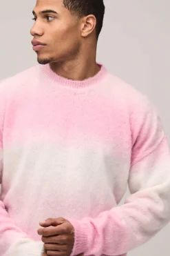 Synthétiquell Tricoté Ombré à Col Étendu et Coupe Décontractée Boxy