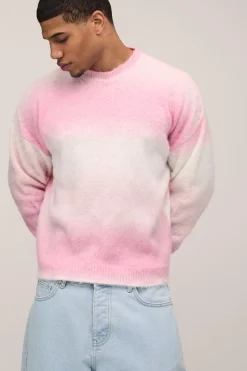 Synthétiquell Tricoté Ombré à Col Étendu et Coupe Décontractée Boxy