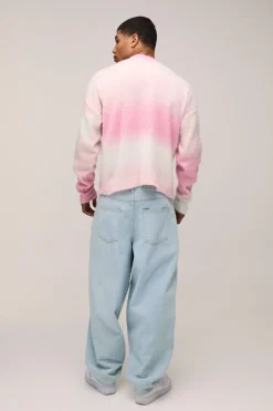 Synthétiquell Tricoté Ombré à Col Étendu et Coupe Décontractée Boxy