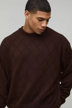 boohooMAN synthétiquell Tricoté Oversize Boxy à Point Losange<Homme Tout Afficher|Maille