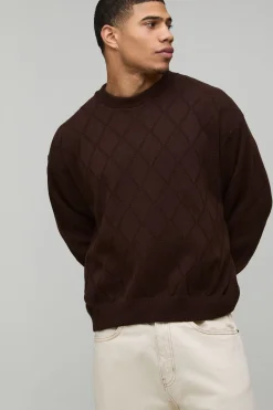 boohooMAN synthétiquell Tricoté Oversize Boxy à Point Losange<Homme Tout Afficher|Maille