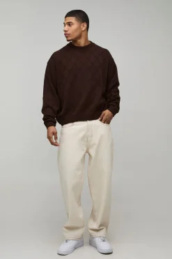 boohooMAN synthétiquell Tricoté Oversize Boxy à Point Losange<Homme Tout Afficher|Maille