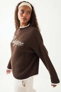 DSGN Studio synthétiquell Tricoté Oversize à Script Contrasté<Femme Pulls Oversize|Pulls Et Gilets