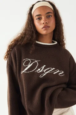DSGN Studio synthétiquell Tricoté Oversize à Script Contrasté<Femme Pulls Oversize|Pulls Et Gilets