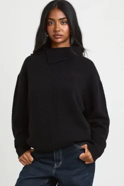 Synthétiquell Tricoté Oversize À Col Asymétrique
