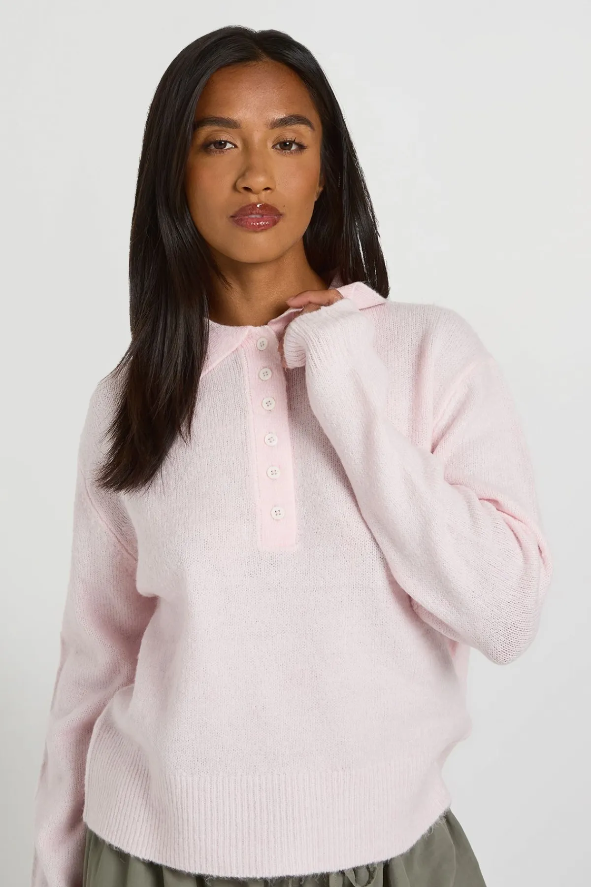 boohoo Synthétiquell Tricoté Petite À Col Boutonné<Femme Pulls Et Gilets|Toutes Les Mailles