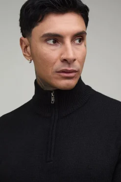 boohooMAN Synthétiquell Tricoté Tall Coupe Regular Avec Zip 1/4<Homme Tout Afficher|Mailles Tall