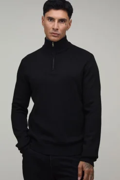 boohooMAN Synthétiquell Tricoté Tall Coupe Regular Avec Zip 1/4<Homme Tout Afficher|Mailles Tall