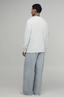 Synthétiquell Tricoté À Torsades Coupe Ample Pour Grande Taille