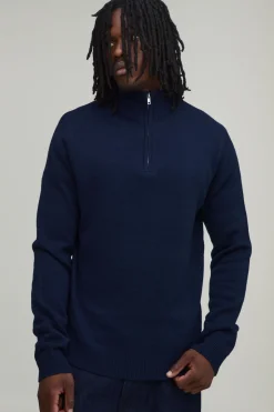 boohooMAN Synthétiquell Tricoté À Zip 1/4 Coupe Regular Tall<Homme Tout Afficher|Mailles Tall