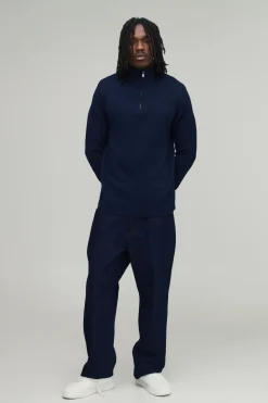 boohooMAN Synthétiquell Tricoté À Zip 1/4 Coupe Regular Tall<Homme Tout Afficher|Mailles Tall