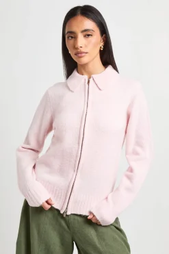 Synthétiquell Tricoté Zippé À Col
