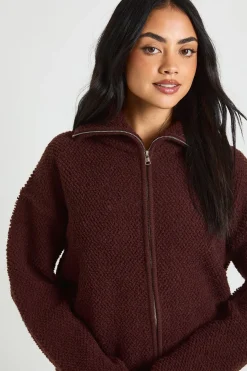 Synthétiquell Zippé En Maille Bouclée Épaisse
