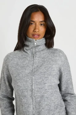 boohoo Synthétiquell Zippé En Maille Douce Petite<Femme Pulls Et Gilets|Toutes Les Mailles