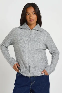 boohoo Synthétiquell Zippé En Maille Douce Petite<Femme Pulls Et Gilets|Toutes Les Mailles