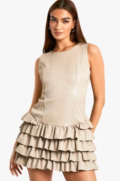 synthétique Robe Mini en synthétique à Ourlet à Volants